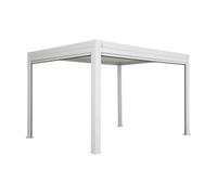 Pérgola bioclimática 3x4m + 2 toldos verticales de 3m y 4m, triomphe 3x4m + accesorios, blanco, 400x300x250 cm