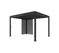 Pérgola bioclimática 3x4m de aluminio + 1 persiana de 1m + 1 persiana de 1.3m, triomphe 3x4m + accesorios, antracita, 392x301x257 cm