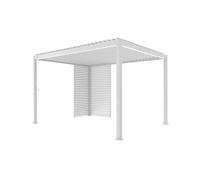 Pérgola bioclimática 3x4m de aluminio + 1 persiana de 1m + 1 persiana de 1.3m, triomphe 3x4m + accesorios, blanco, 392x301x257 cm