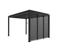Pérgola bioclimática de aluminio de 3 x 4 m + 3 persianas de 100 cm, triomphe 3 x 4 m + accesorios, 400 x 300 x 250 cm