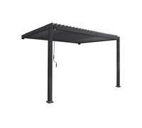 Pérgola bioclimática 3x4m de aluminio adosada con lamas orientables, triomphe 3x4m adosada, antracita, 391x301x250 cm