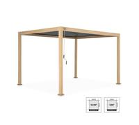 Pérgola bioclimática de 3 x 4 m con lamas orientables, triomphe 3 x 4 m, bois clair, 400 x 300 x 240 cm