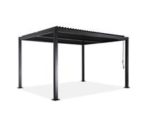 Pérgola bioclimática 3 x 4m de aluminio y acero con lamas orientables negro