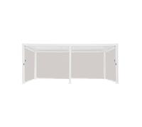 Pérgola bioclimática 3x6m de aluminio + 4 toldos de 3m, triomphe 3x6m + accesorios, blanco, 600x300x250 cm