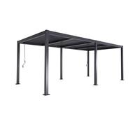 Pérgola bioclimática 3x6m de aluminio y acero con lamas orientables antracita - 574x292x231 cm