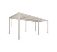 Pérgola bioclimática 3x6m de aluminio y acero con lamas orientables beige - 574x292x231 cm