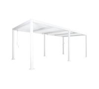 Pérgola bioclimática 3x6m de aluminio y acero con lamas orientables blanco - 574x292x231 cm