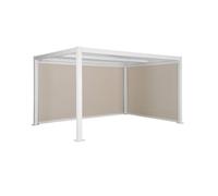 Pérgola bioclimática aluminio y acero 3x4m con toldo de 3m + toldo de 4m blanco - 300x400x300 cm