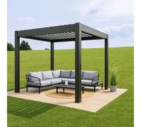 Pérgola bioclimática de acero biohort outdoor living gris y lama gris oscuro de 552.5 x 367.5 x 264 cm manual