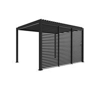 Pérgola bioclimática de aluminio 3x4 + 3 persianas de 130 cm, triomphe 3x4 m + accesorios, antracita, 400x300x250 cm