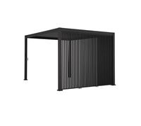 Pérgola bioclimática de aluminio 3x4 m + 3 persianas verticales de 100 cm, triomphe 3x4 m + accesorios, antracita, 400x300x250 cm
