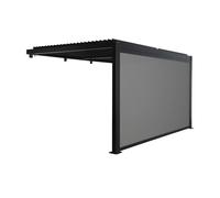 Pérgola bioclimática de aluminio adosada 3x4m + 1 toldo 4m, palace 3x4m adosada + accesorio, negro, 388x292x224 cm
