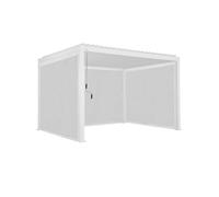 Pérgola bioclimática de aluminio de 3 x 4 m + 2 toldos de 3 m + 1 toldo de 4 m, triomphe 3 x 4 m + accesorios, blanco, 400 x 300 x 250 cm