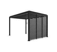 Pérgola bioclimática de aluminio de 3 x 4 m + 3 persianas de 100 cm, triomphe 3 x 4 m + accesorios, 400 x 300 x 250 cm