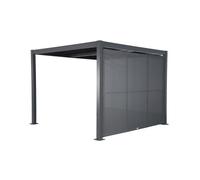 Pérgola bioclimática de aluminio y acero 3x3m + toldo 3m antracita - 292x292x232 cm