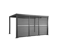 Pérgola bioclimática de aluminio y acero 3x4m + 3 persianas 1.3m antracita - 392x292x231 cm