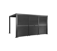 Pérgola bioclimática de aluminio y acero 3x4m + 3 persianas de 1.3m con lamas orientables antracita - 392x292x232 cm