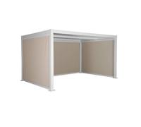 Pérgola bioclimática de aluminio y acero, 3x4m con 2 toldos 3m + 1 toldo 4m blanco - 392x292x224 cm