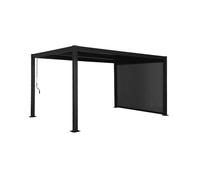 Pérgola bioclimática de aluminio y acero 3x4m + toldo de 3m negro - 392x292x224 cm