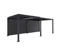Pérgola bioclimática de aluminio y acero 3x6m con 2 toldos de 3m antracita - 574x272x231 cm