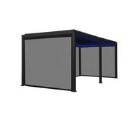 Pérgola bioclimática eléctrica de aluminio con led 3x6m + 4 toldos de 3m, triomphe 3x6m led + accesorios, antracita, 591x301x250 cm