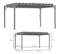 Pérgola Bioclimática Hojas Orientables 4x3m Aluminio Gris UV 50+ Contemporáneo