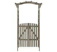 Pérgola con puerta 116 x 40 x 204 cm gris de madera maciza de abeto y pino | Juego de puerta de madera de abeto y pino, decoración de entrada o camino, arco de jardín