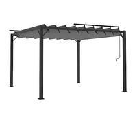Pérgola con techo de láminas 3 x 3 m, color antracita | Tela recubierta de PA, impermeable, marco de aluminio, techo ajustable, toldo para terraza