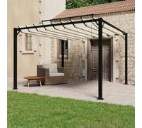 Pérgola con techo de láminas 3 x 3 m, color crema | Tela recubierta de PA, marco de aluminio, techo ajustable, resistente al agua, para patio