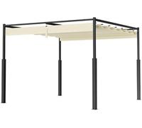 Pérgola con techo deslizante, pabellón de jardín, impermeable y resistente a las inclemencias del invierno, cubierta de terraza independiente, protección solar, color beige, 3x3 metros