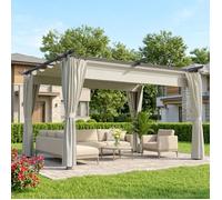 Pérgola De Aluminio Metal Poliéster 4x3 M-outsunny. Crema