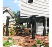 Pérgola De Aluminio Metal Poliéster 4x3 M-outsunny. Gris Oscuro