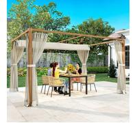 Pérgola De Aluminio Poliéster 397x297x225 Cm-outsunny. Natural