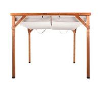 Pérgola De Jardín 320 X 380 Cm Lona De Tela Plegable Estructura De Madera Beige Villarosa