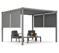 Pérgola de terraza antracita Madera 3x3 m con estores en 2 lados Garden Point