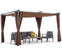 Pérgola de terraza marrón La Palma 3x4 m con cortinas Garden Point