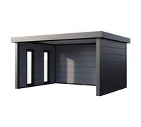 Pérgola estándar Singolo 4836 con ventanas (Medidas ext. (An x Pr): 508 x 388 cm, Acero, Antracita, Sin set)