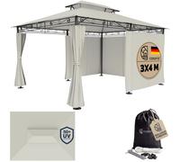 Pérgola jardín Topas metal crema 3x4m paneles laterales