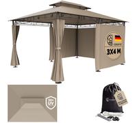 Pérgola jardín Topas metal topo 3x4m paneles laterales