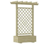Pérgola para jardín – Pérgola de madera para jardín y estructura para plantas trepadoras, con maceta de madera tratada, dimensiones 162x56x204 cm