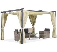 Pérgola para terraza beige con cortinas La Palma 3x4 Garden Point