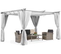 Pérgola para terraza blanca La Palma 3x4m con cortinas Garden Point