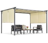 Pérgola para terraza color crema Seville 3x4 m con cortinas Garden Point