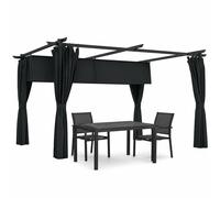 Pérgola retráctil Outsunny 4x3m Cortinas Techo Cortina Aluminio Gris Oscuro