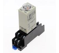 Perilla giratoria de retardo de encendido 1S/5S/10S/30S/60S/3M/5M/10M/30M relé temporizador AC/DC 24V H3Y-2 con enchufe Base PYF08A(Voltage AC 24V,0-5 Minute)