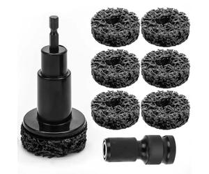 Perno de rueda y lijadora de cubos, limpiador de bujes de rueda para coche con 6 discos abrasivos y adaptador de 1/2", lijadora de buje para atornillador inalámbrico para una rápida eliminación de
