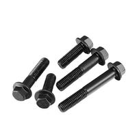 Perno hexagonal con brida, acero al carbono negro M6 M8 M10 M12 M14 M16 Tornillos con almohadilla Sujetador de cabeza hexagonal 1~5 piezas(M6x45mm 5pcs HT)