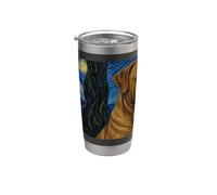 Perro Dogo de Burdeos Van Gogh Noche Estrellada Vaso térmico de acero inoxidable de doble pared