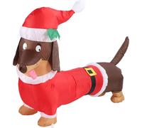 Perro salchicha inflable de 1,5 metros, hecho de fibra de poliéster iluminada, ideal para decoración navideña. Enchufe europeo de 220 V