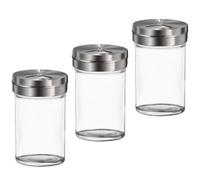 PERSELOSO Botes para Especias y Fácil Limpieza Set de 3 de Vidrio y Acero Inoxidable, Pimentero y Salero Rociado Uniforme para Cocina y Barbacoa
